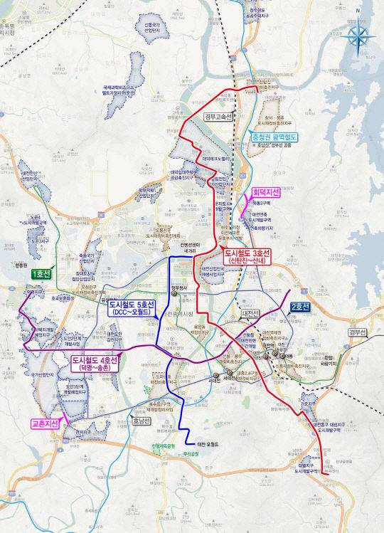 3·4·5호선 노선 계획이 담긴 대전시 신규 도시철도망. 제공은 대전시