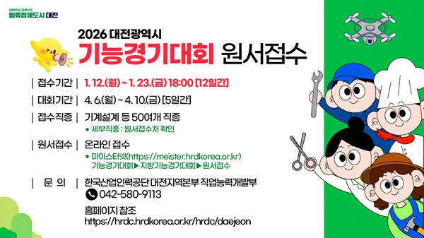 대전 기능경기대회 도전하세요… 미래 기술인재 모집