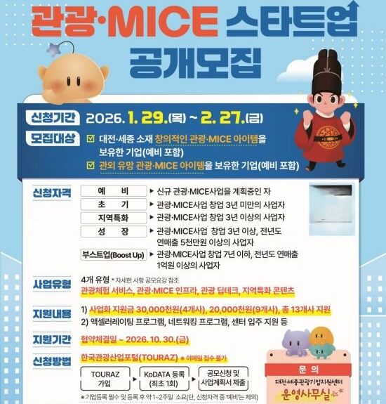 대전관광공사, ‘대전·세종 관광·MICE 스타트업’ 모집 : 네이트 뉴스