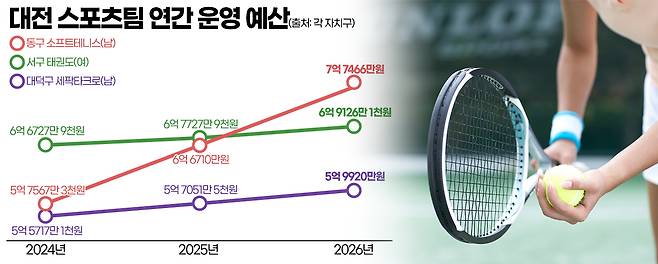 대전 스포츠팀 연간 운영 예산. 그래픽=김연아 기자